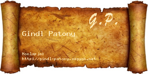 Gindl Patony névjegykártya